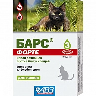 БАРС Форте капли  инсектоакар д/кош 3 пипетки уп