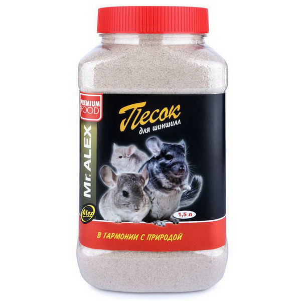 Песок для купания шиншилл МИСТЕР АЛЕКС, 1.5 л