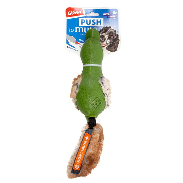 Игрушка GIGWI Утка с пищалкой, зеленая, 30 см