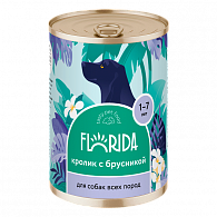 FLORIDA консервы для собак ^Кролик с брусникой 240г х12шт