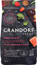 GRANDORF Fresh Dog Adult MED&MAXI Salmon&Sweet Potato 3кг (Лосось с бататом для/средних пород)