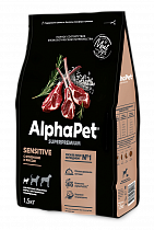 Сухой корм для собак мелких пород AlphaPet Superpremium ягненок/рис 1,5кг