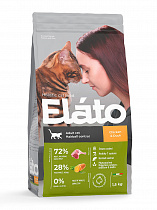Корм д/взрослых кошек Elato Holistic для выведения шерсти с курицей и уткой, 1,5кг